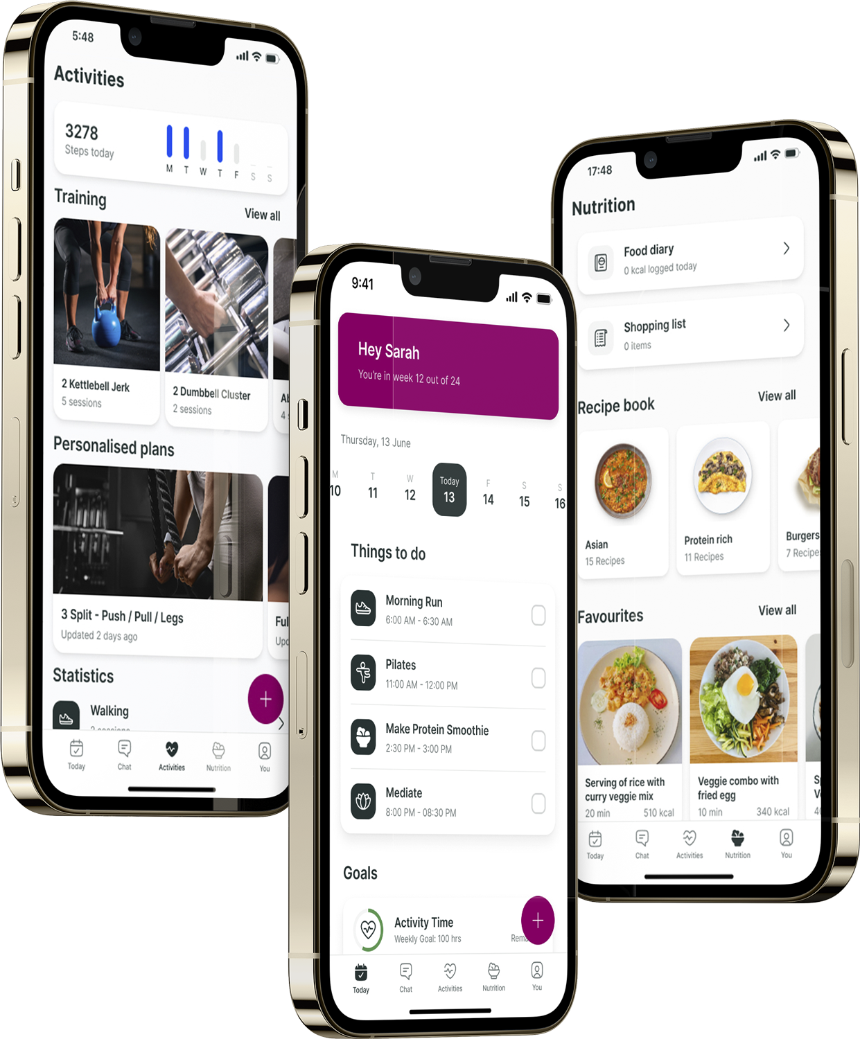 A mockup of the coaching app showcasing the features.